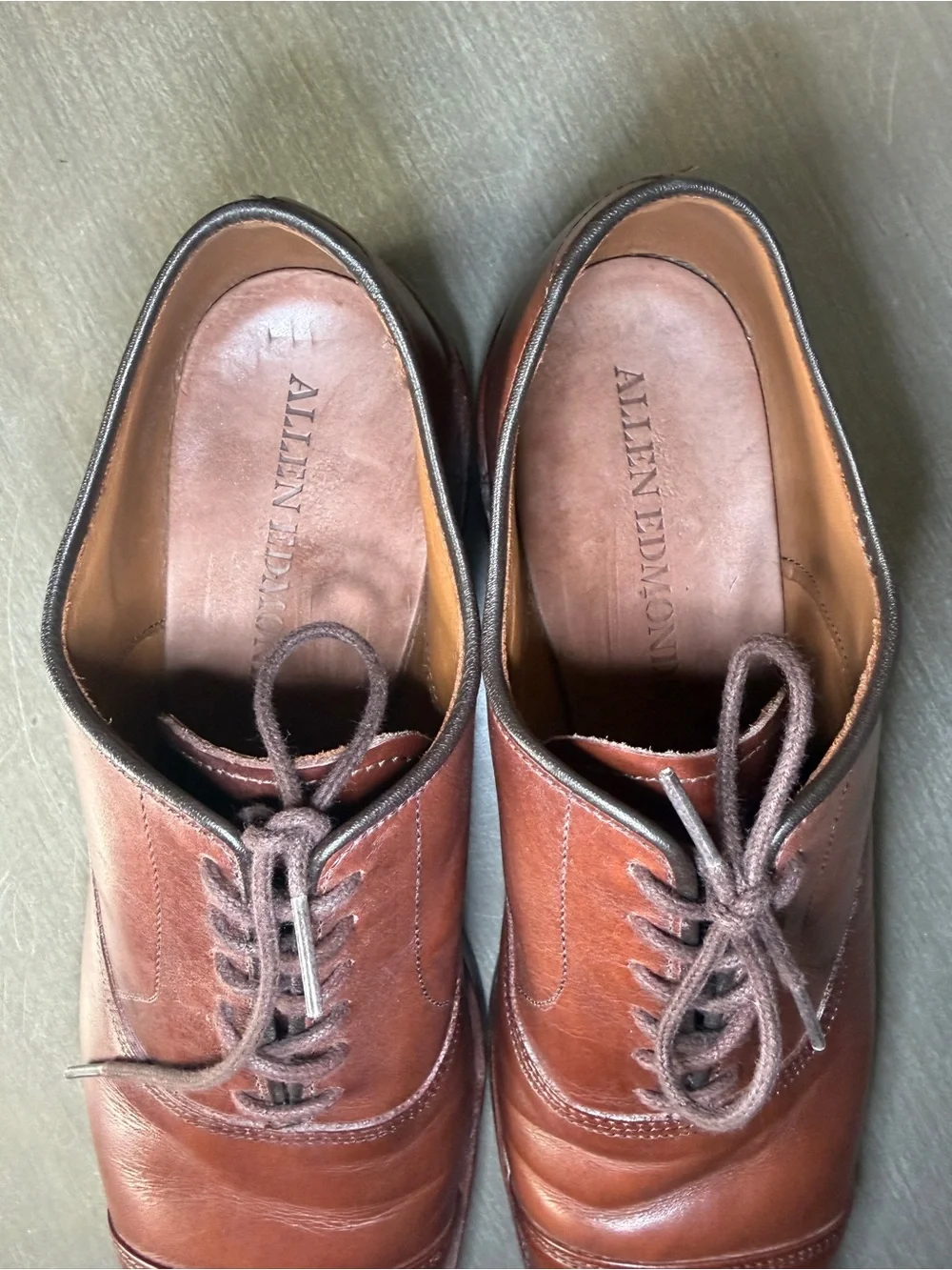 Allen Edmonds Park Avenue 10 D Brown Leather Cap Toe Oxfords Dainite Sole Shoes